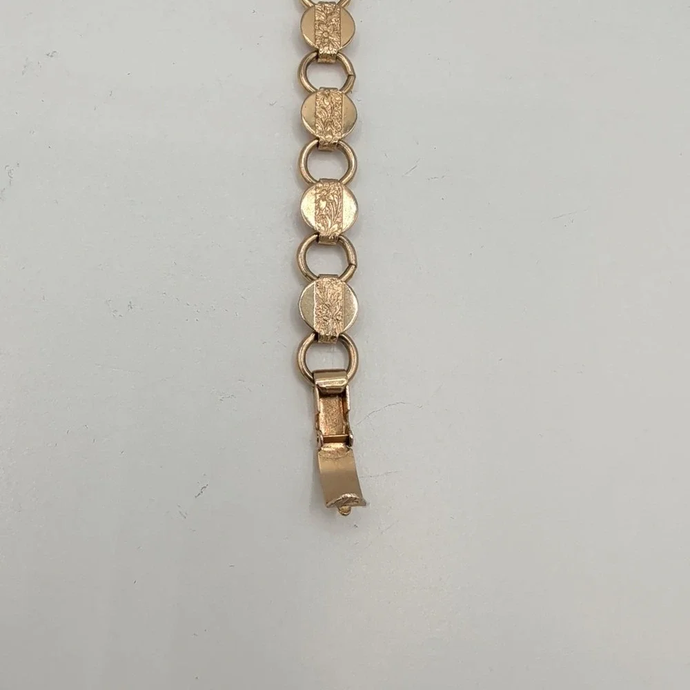 Vintage Gold Tone Sarah Coventry textured disks round link chain Bracelet‎ 7 
